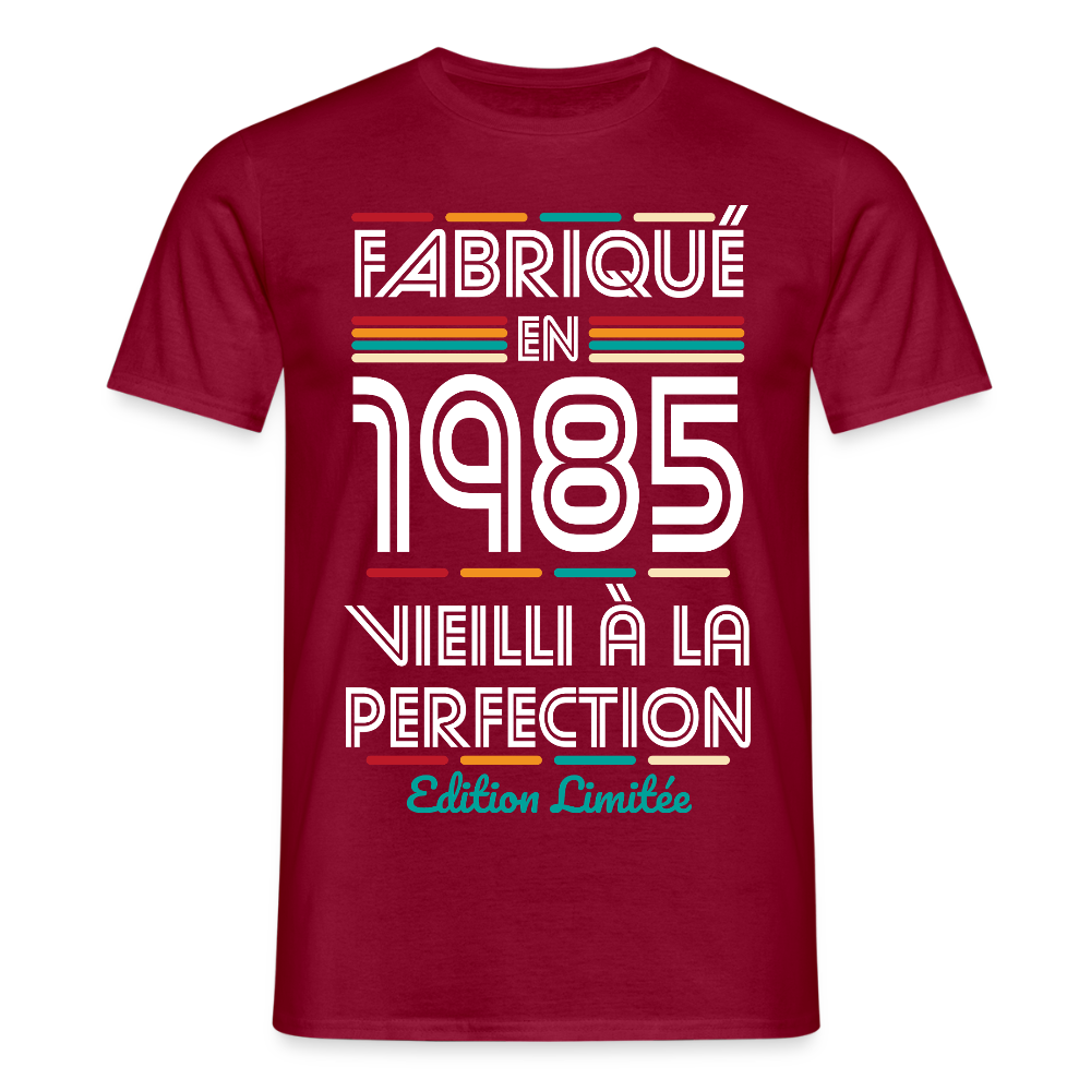 T-shirt Homme - Anniversaire 40 Ans - Fabriqué en 1985 - rouge brique