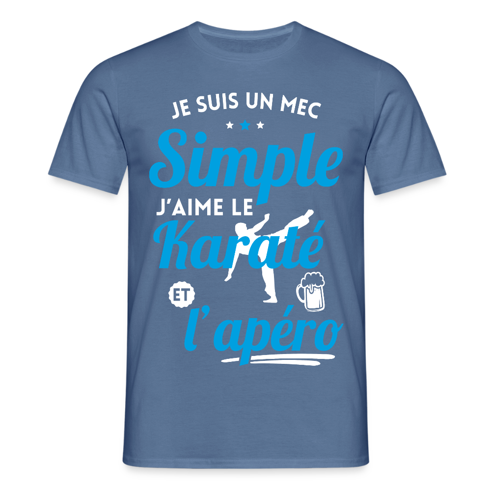 T-shirt Homme - J'aime le karaté et l'apéro - bleu pigeon