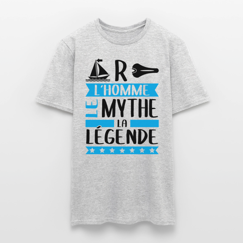 T-shirt homme coloris clair Marcel en rébus – L’homme, le mythe, la légende - gris chiné