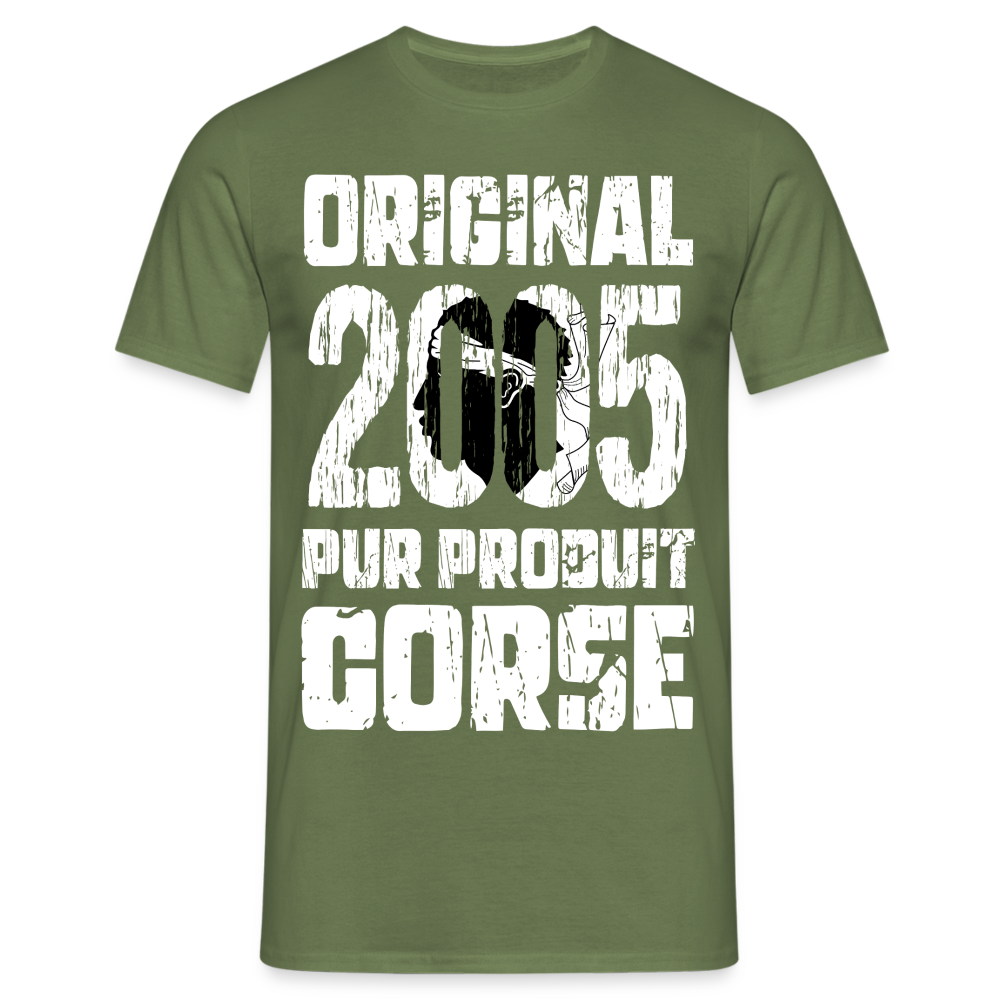 T-shirt Homme - Anniversaire 20 Ans - Original 2005 - Pur produit Corse - vert militaire