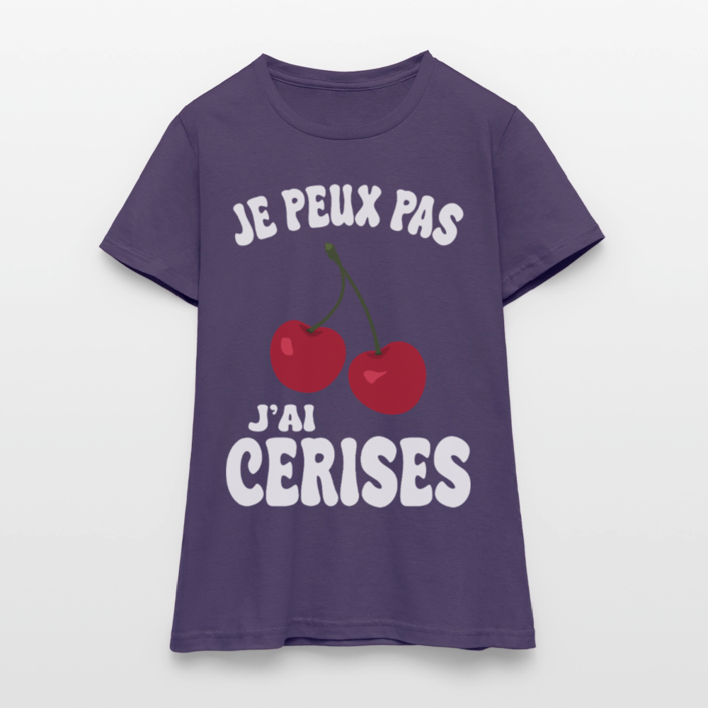 T-shirt Femme - Je peux pas j'ai cerises - violet foncé