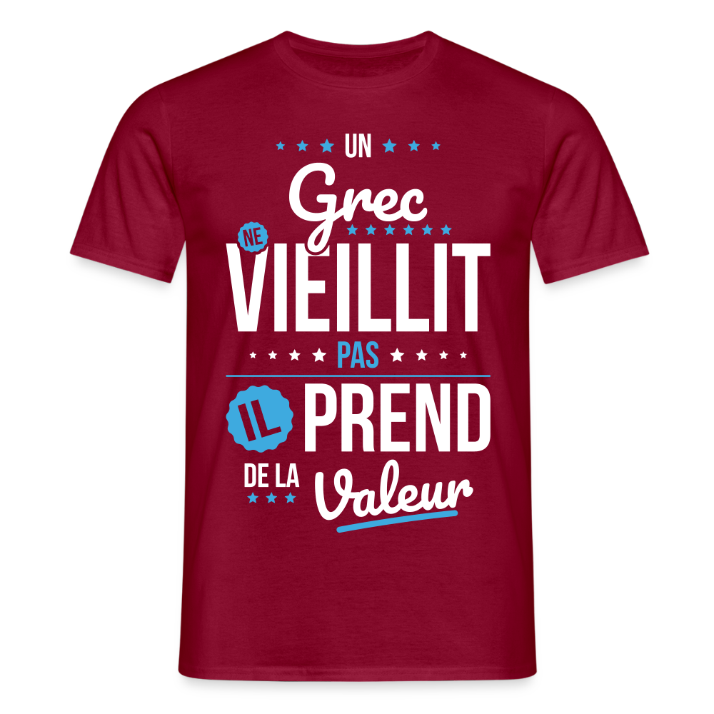 T-shirt Homme - Un Grec ne vieillit pas - rouge brique
