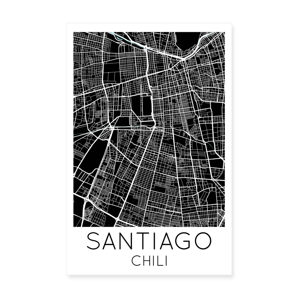 Poster Santiago - Plan Santiago - 20 x 30 cm - blanc