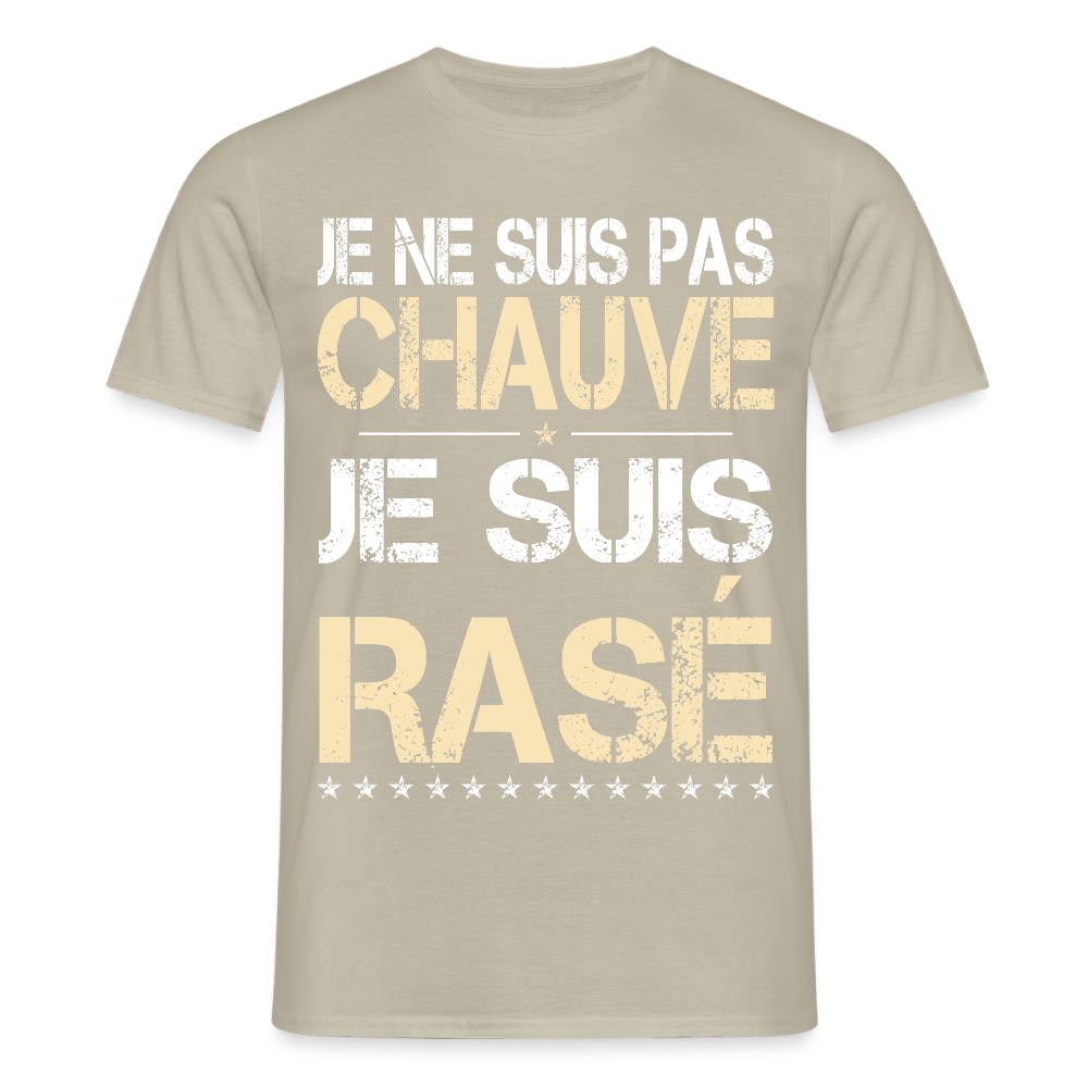 T-shirt Homme - Je ne suis pas chauve - Cadeau Humour - beige sable