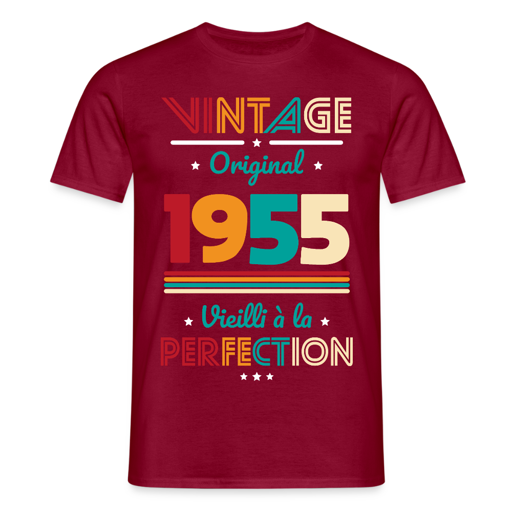 T-shirt Homme - Anniversaire 70 Ans - Vintage Original 1955 - rouge brique
