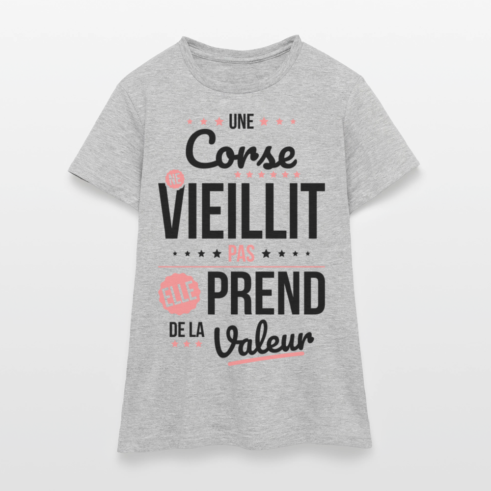 T-shirt Femme - Une Corse ne vieillit pas - gris chiné