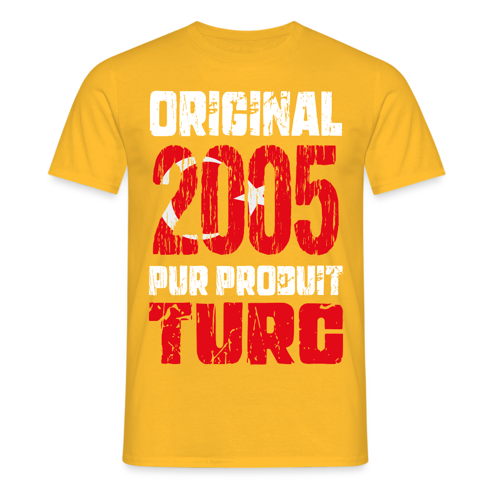T-shirt Homme - Anniversaire 20 Ans - Original 2005 - Pur produit Turc - jaune