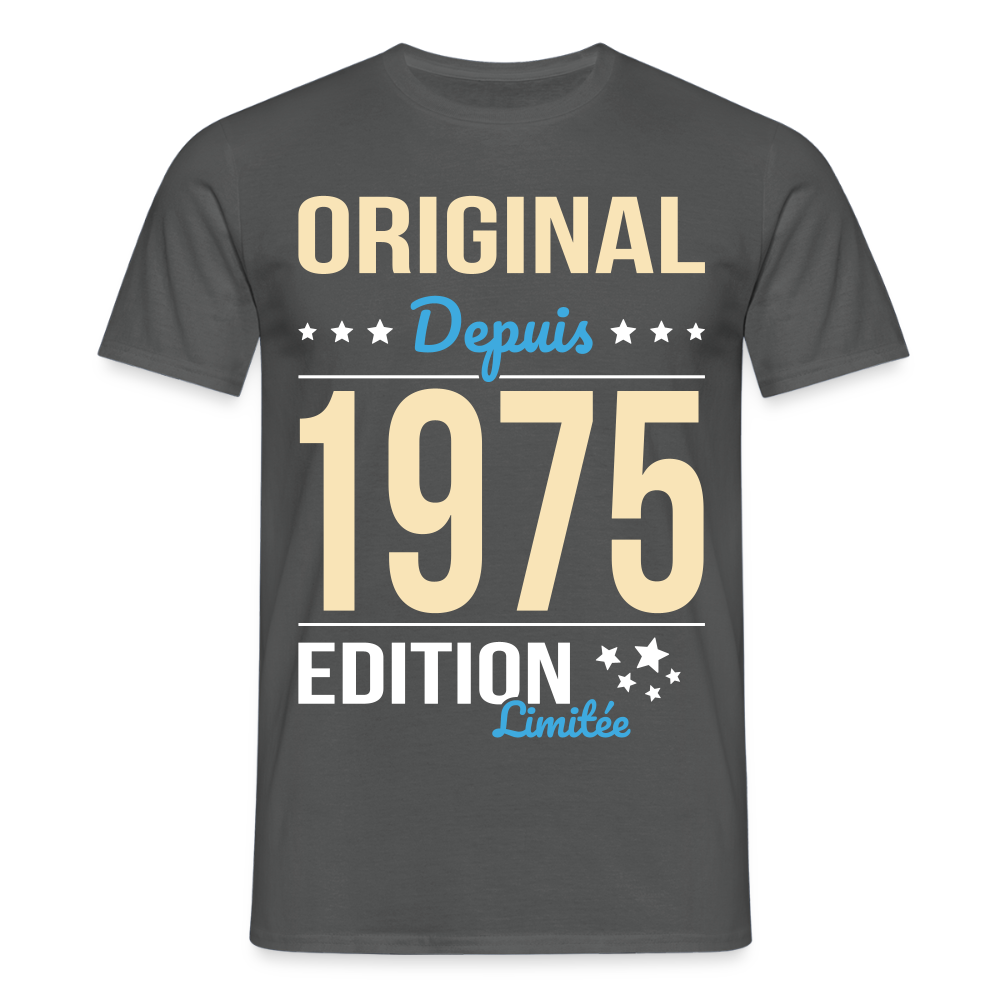 T-shirt Homme - Anniversaire 50 Ans - Original depuis 1975 - charbon
