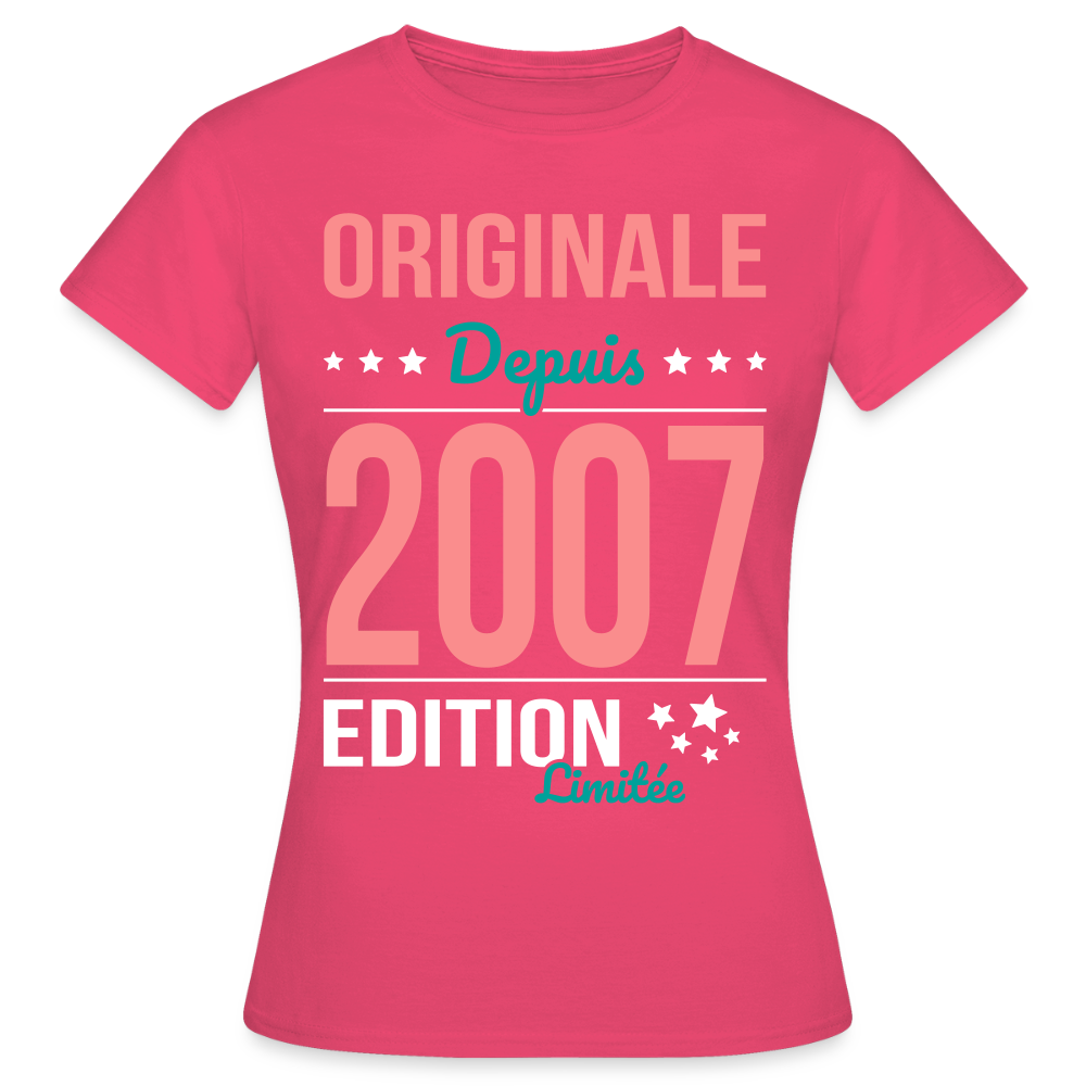 T-shirt Femme - Anniversaire 18 Ans - Originale depuis 2007 - rose azalée