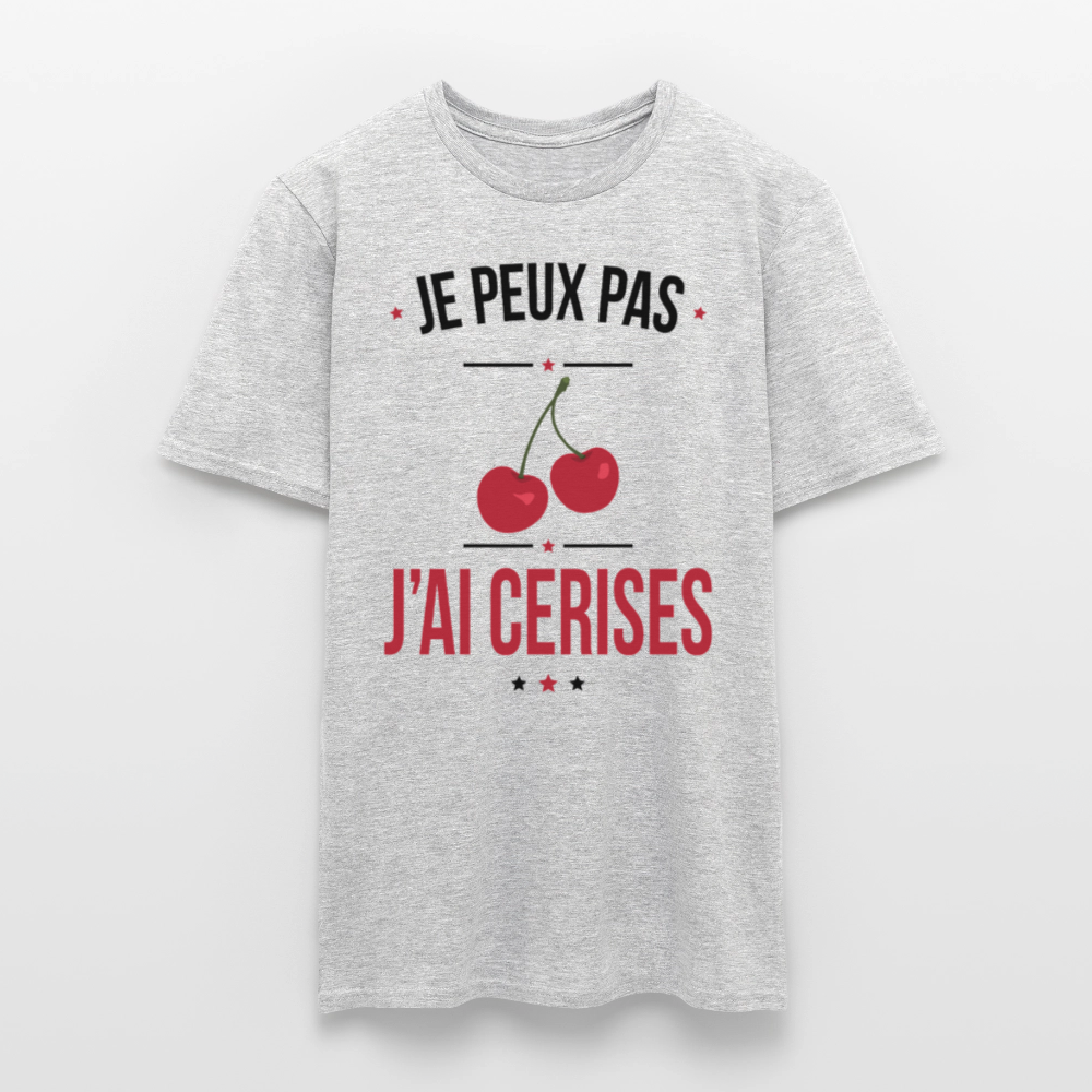 T-shirt Homme - Je peux pas j'ai cerises - gris chiné