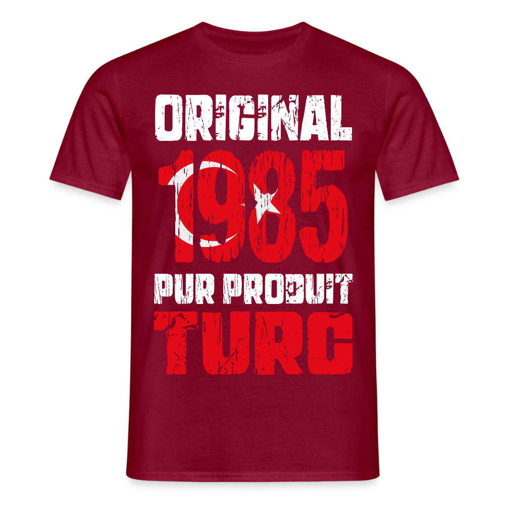 T-shirt Homme - Anniversaire 40 Ans - Original 1985 - Pur produit Turc - rouge brique