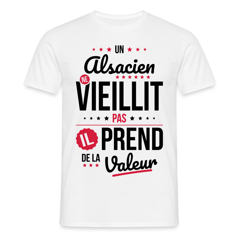 T-shirt Homme - Un Alsacien ne vieillit pas - blanc
