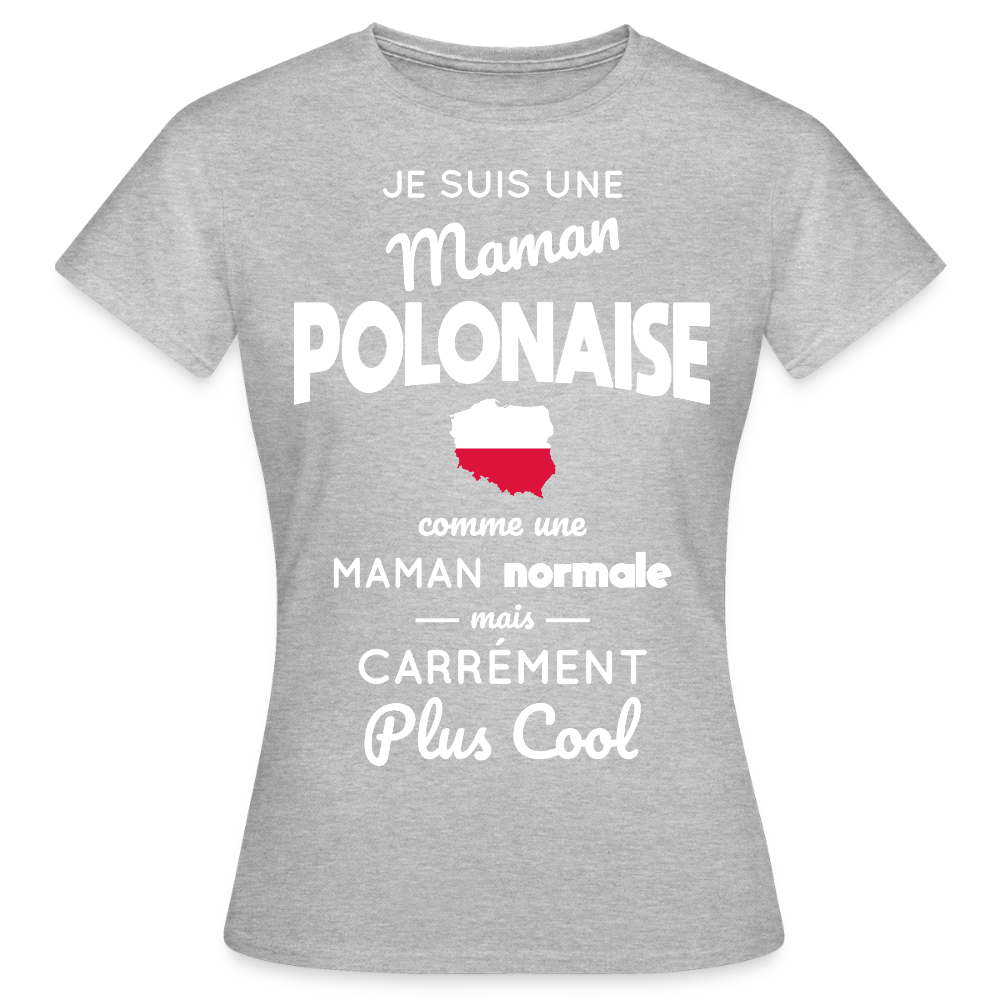 T-shirt Femme - Maman Polonaise plus cool - gris chiné
