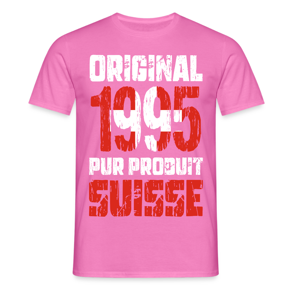 T-shirt Homme - Anniversaire 30 Ans - Original 1995 - Pur produit Suisse - rose