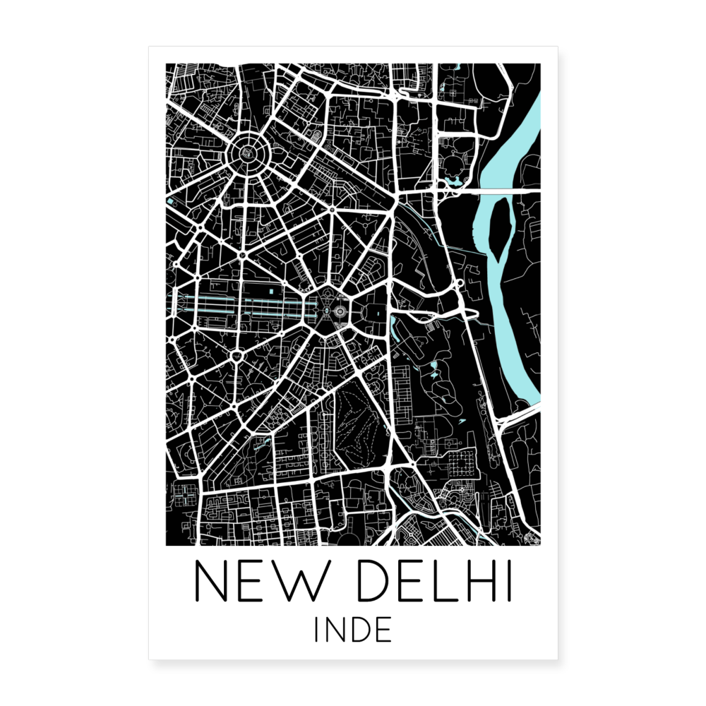 Poster New Delhi - Plan New Delhi - 60 x 90 cm - blanc
