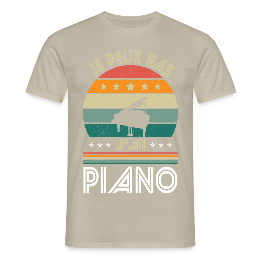 T-shirt Homme - Je peux pas j'ai Piano - beige sable
