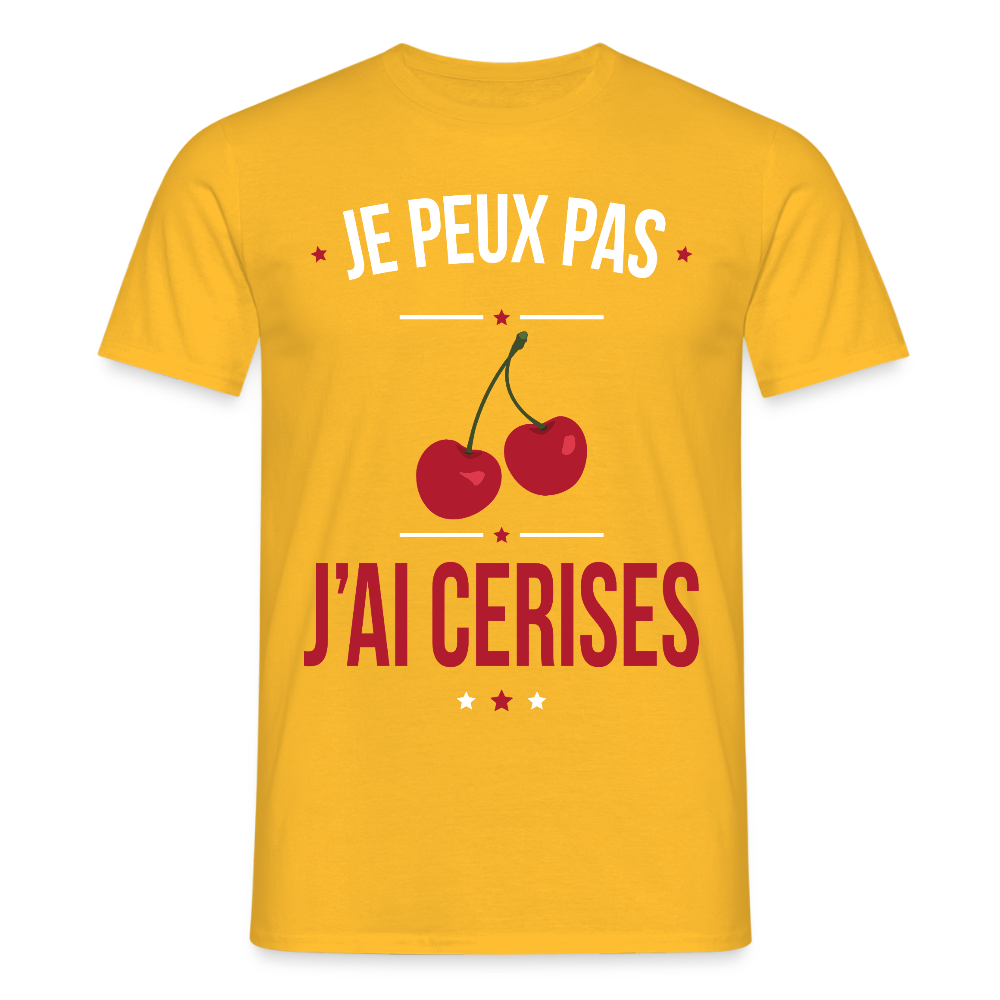 T-shirt Homme - Je peux pas j'ai cerises - jaune