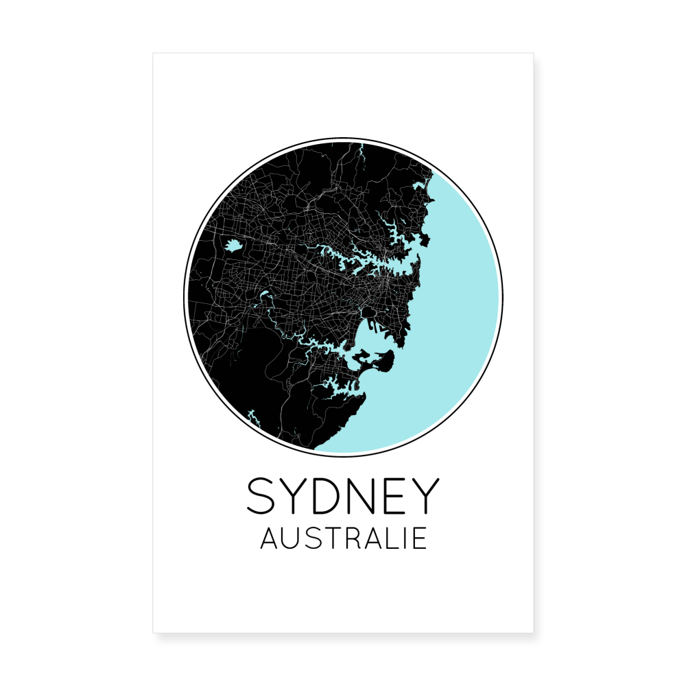 Poster Sydney - Plan Sydney - 20 x 30 cm - blanc