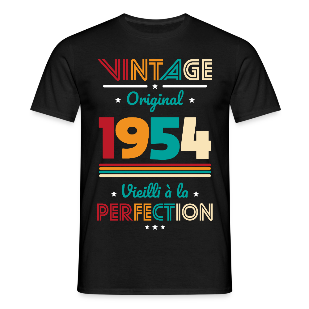T-shirt Homme - Anniversaire 71 Ans - Vintage Original 1954 - noir