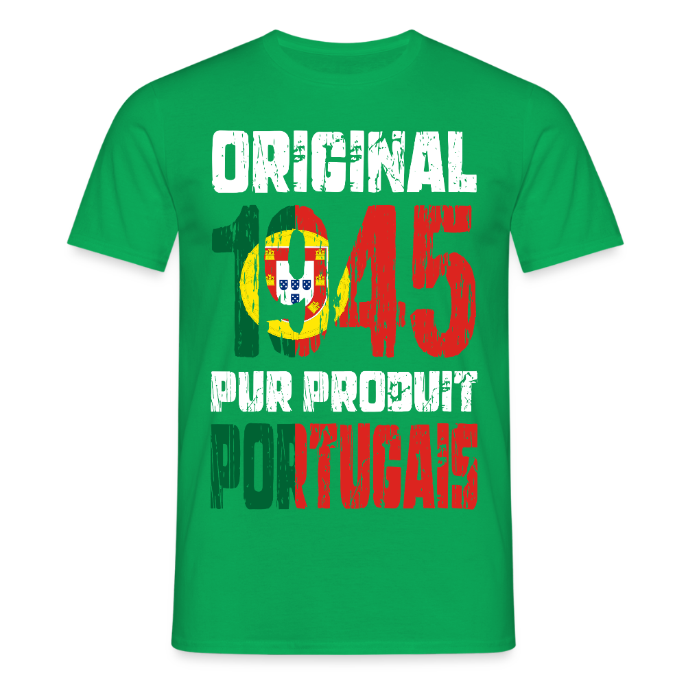 T-shirt Homme - Anniversaire 80 Ans - Original 1945 - Pur produit Portugais - vert