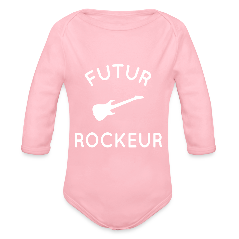 Body Bébé bio manches longues - Futur rockeur - rose clair