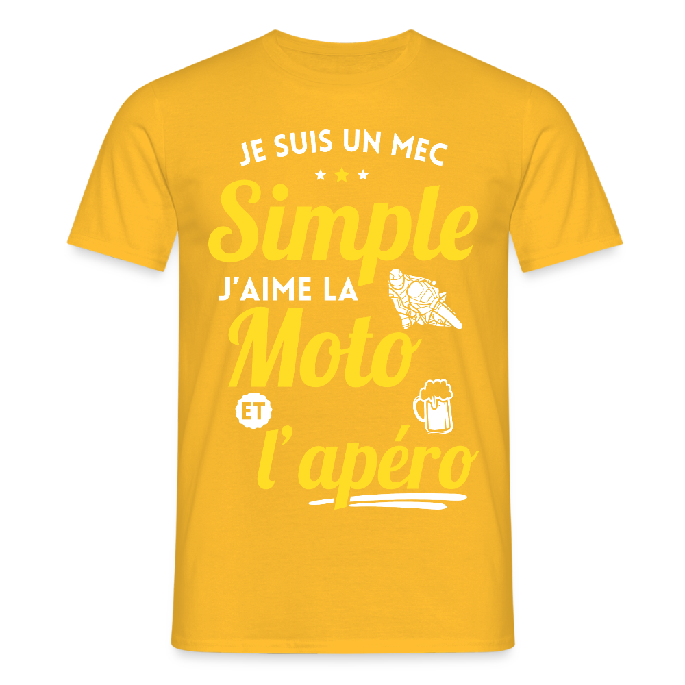 T-shirt Homme - J'aime la moto et l'apéro - jaune