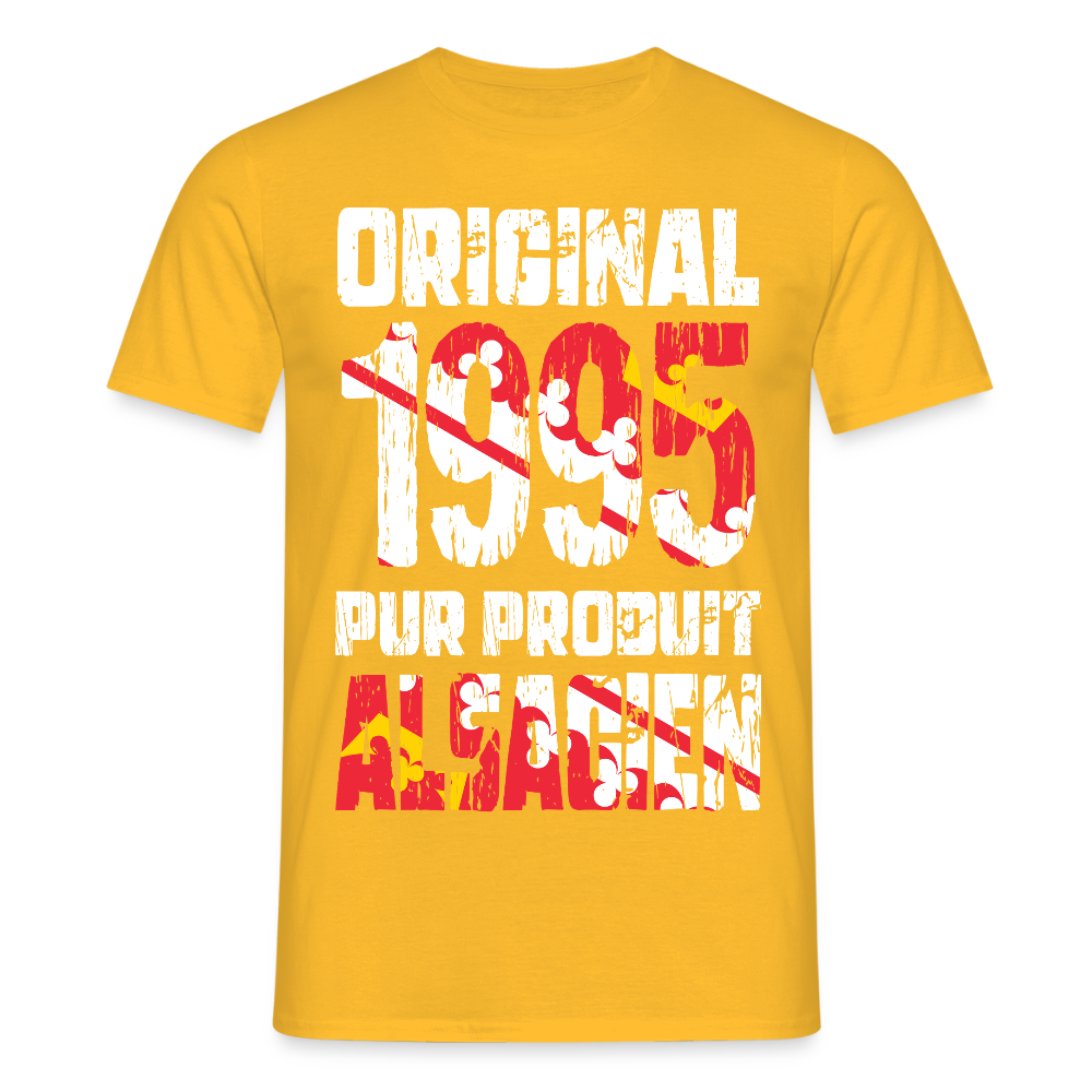 T-shirt Homme - Anniversaire 30 Ans - Original 1995 - Pur produit Alsacien - jaune