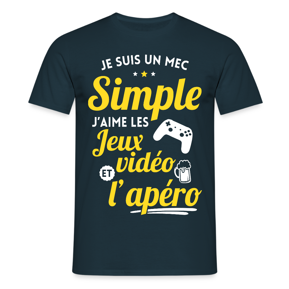 T-shirt Homme - J'aime les jeux vidéo et l'apéro - marine