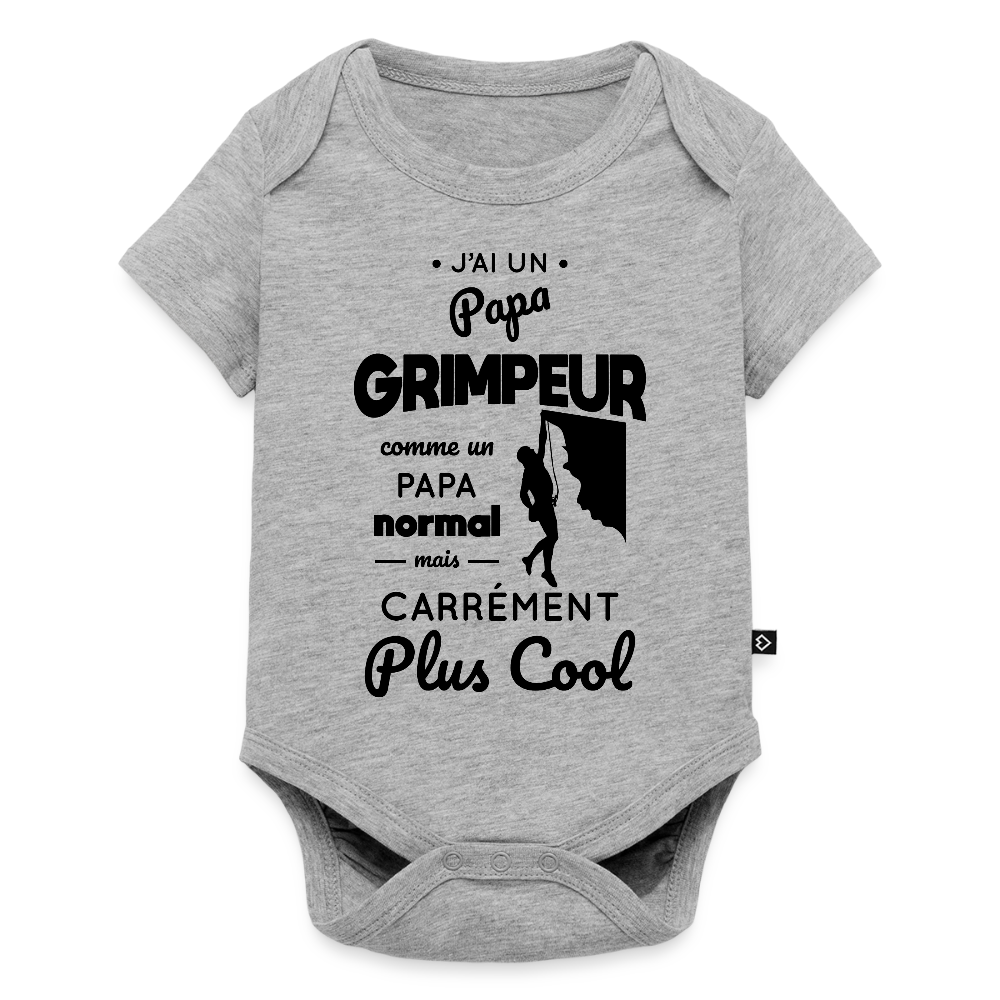Body Bébé bio manches courtes - J'ai un papa grimpeur - gris chiné