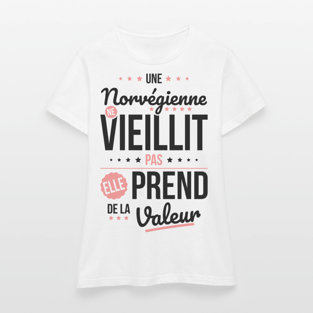 T-shirt Femme - Une Norvégienne ne vieillit pas - blanc