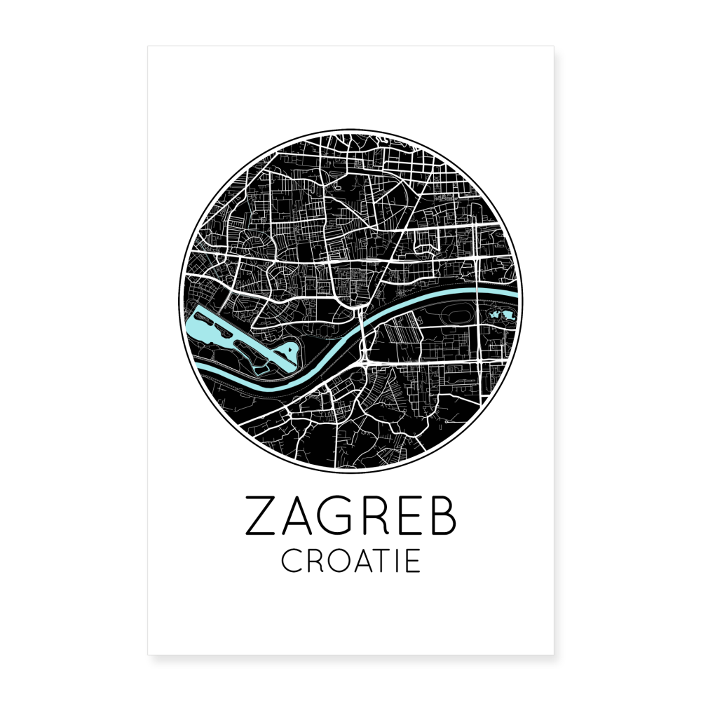 Poster Zagreb - Plan Zagreb - 40 x 60 cm - blanc