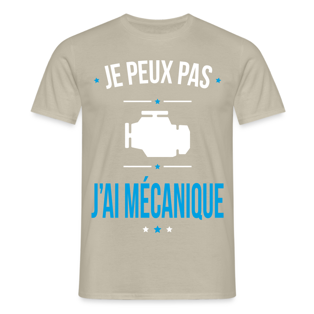 T-shirt Homme - Je peux pas j'ai Mécanique - beige sable