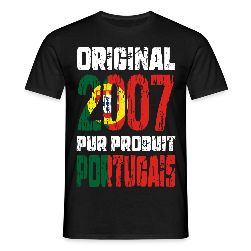 T-shirt Homme - Anniversaire 18 Ans - Original 2007 - Pur produit Portugais - noir