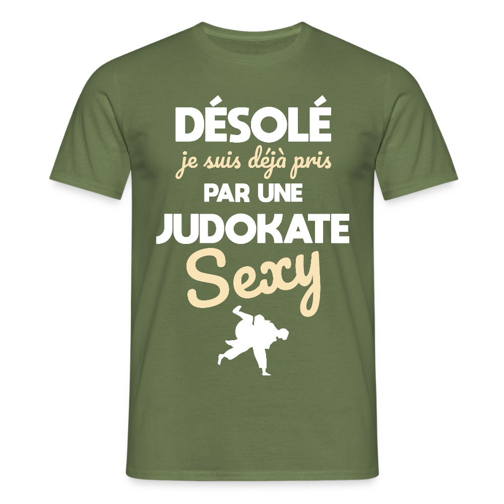 T-shirt Homme - Je suis pris par une judokate sexy - vert militaire