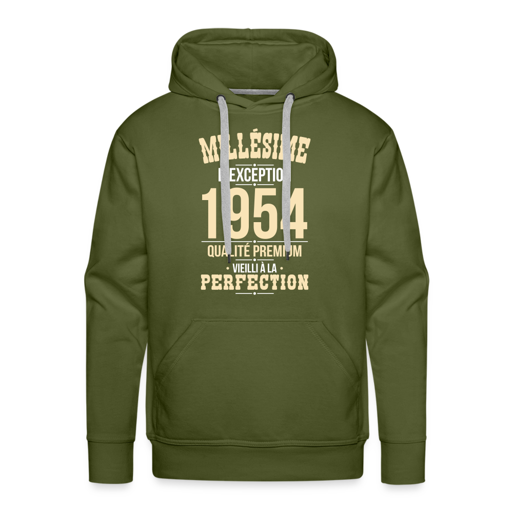 Sweat à capuche Premium Homme - Anniversaire 71 Ans - Millésime 1954 - vert olive
