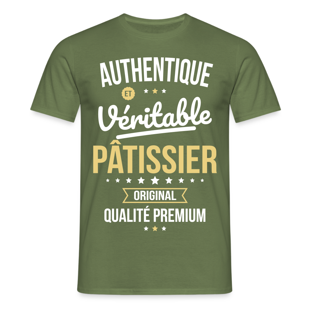 T-shirt Homme - Authentique et véritable Pâtissier - vert militaire