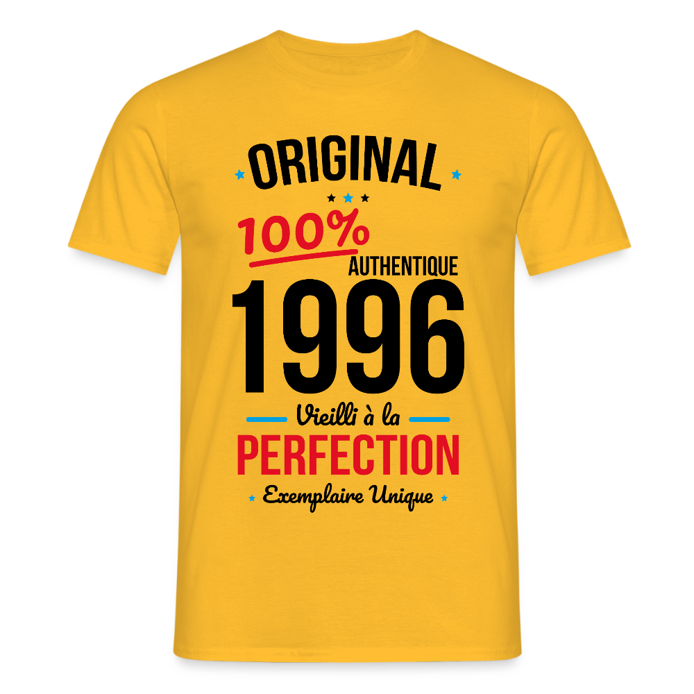T-shirt anniversaire 30 ans Homme coloris clair – Original 1996 Authentique - jaune