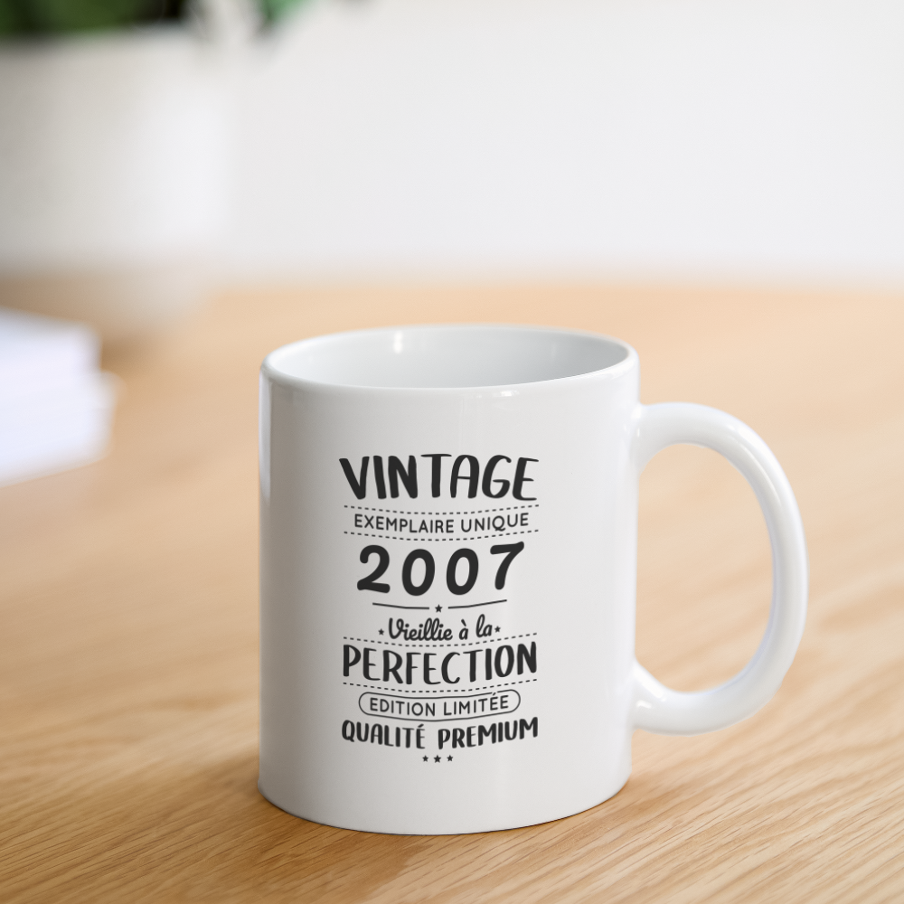 Mug blanc - Anniversaire 18 Ans - Vintage 2007 - blanc
