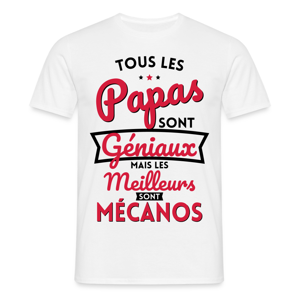 T-shirt Homme - Papas géniaux - Les meilleurs sont mécanos - blanc