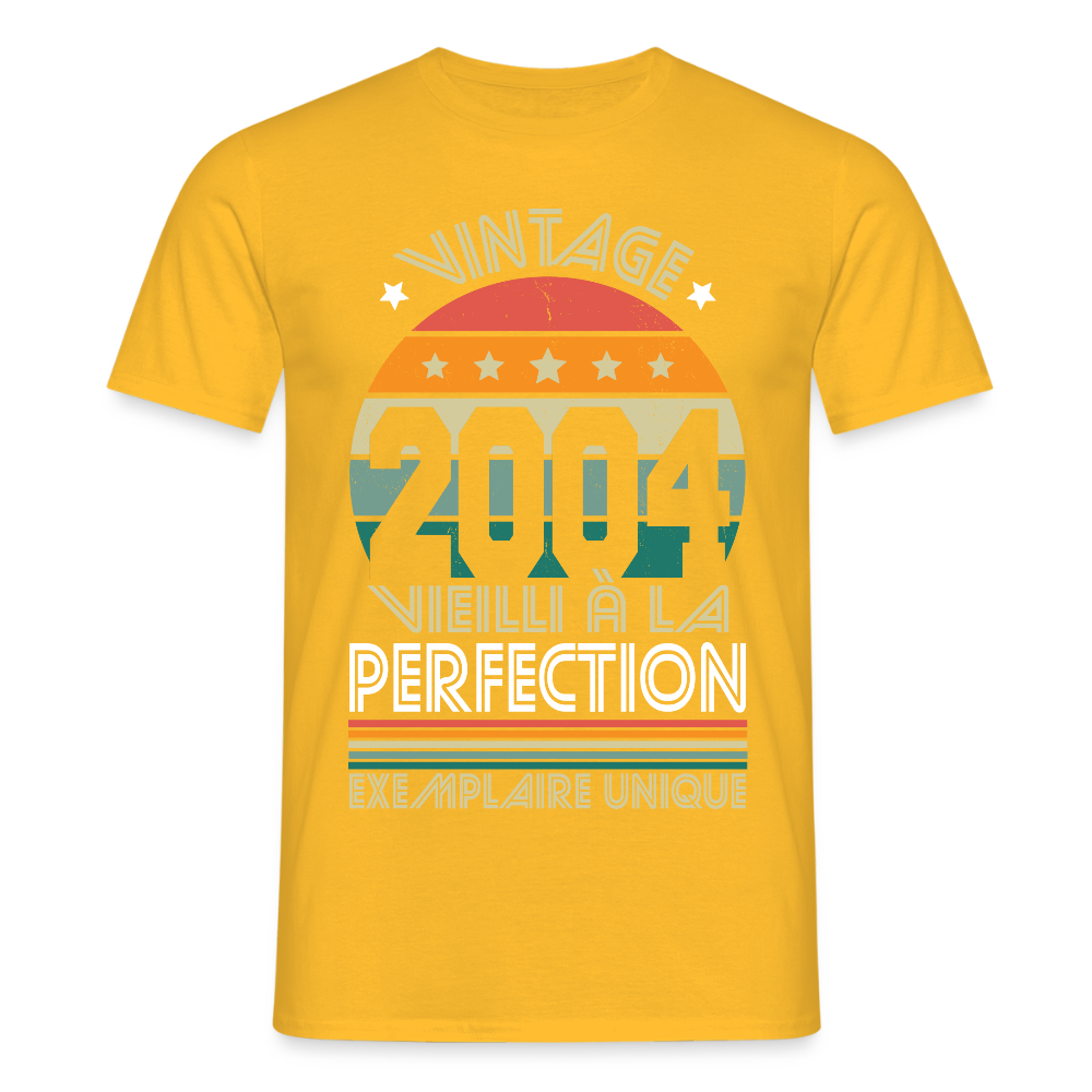 T-shirt Homme - Anniversaire 21 Ans - Vintage 2004 - jaune