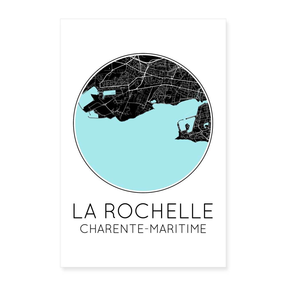 Poster La Rochelle - Plan La Rochelle - 40 x 60 cm - blanc