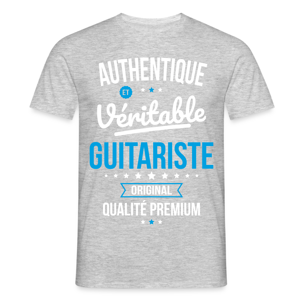 T-shirt Homme - Authentique et véritable Guitariste - gris chiné