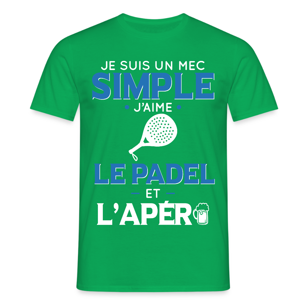 T-shirt Homme - Mec Simple j'aime le Padel et L'apéro - vert