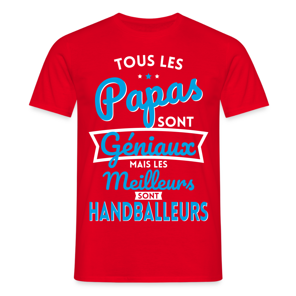 T-shirt Homme - Papas géniaux - Les meilleurs sont handballeurs - rouge
