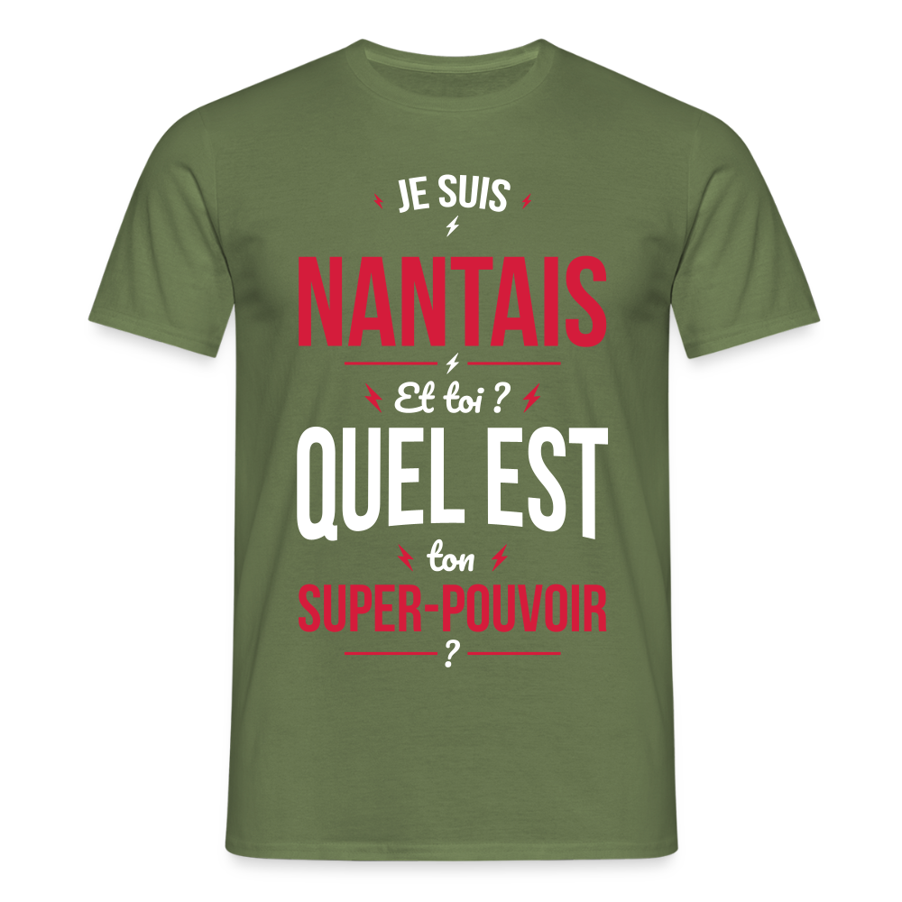 T-shirt Homme - Je suis Nantais - Super-pouvoir - vert militaire