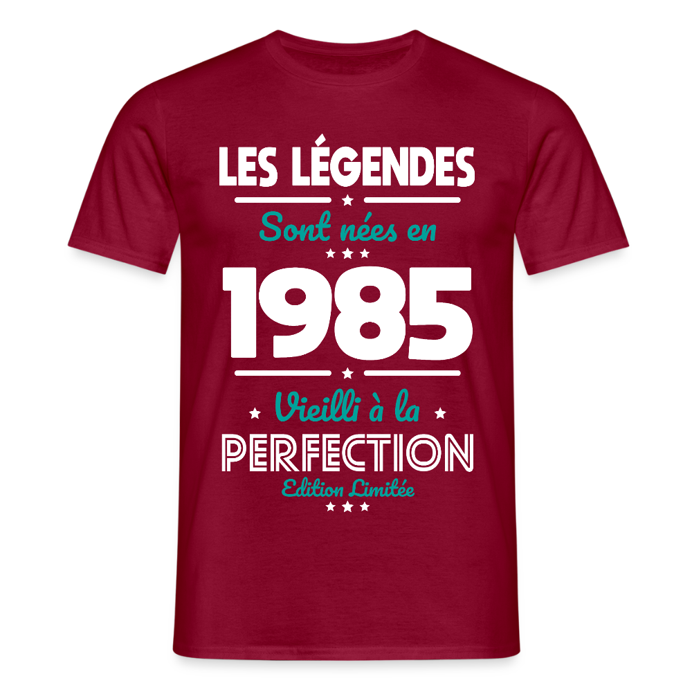 T-shirt Homme - Anniversaire 40 Ans - Les Légendes sont nées en 1985 - rouge brique