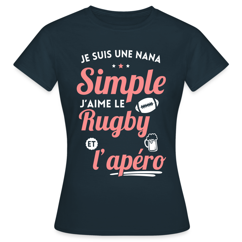 T-shirt Femme - J'aime le rugby et l'apéro - marine