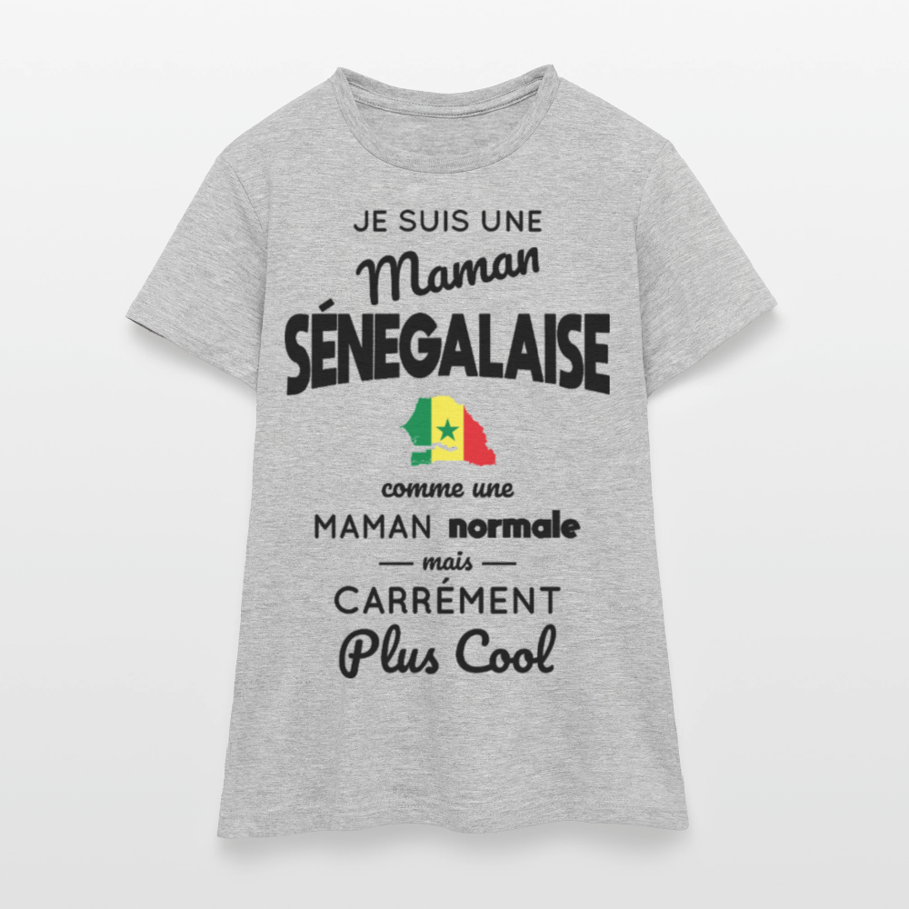 T-shirt Femme - Maman Sénégalaise plus cool - gris chiné