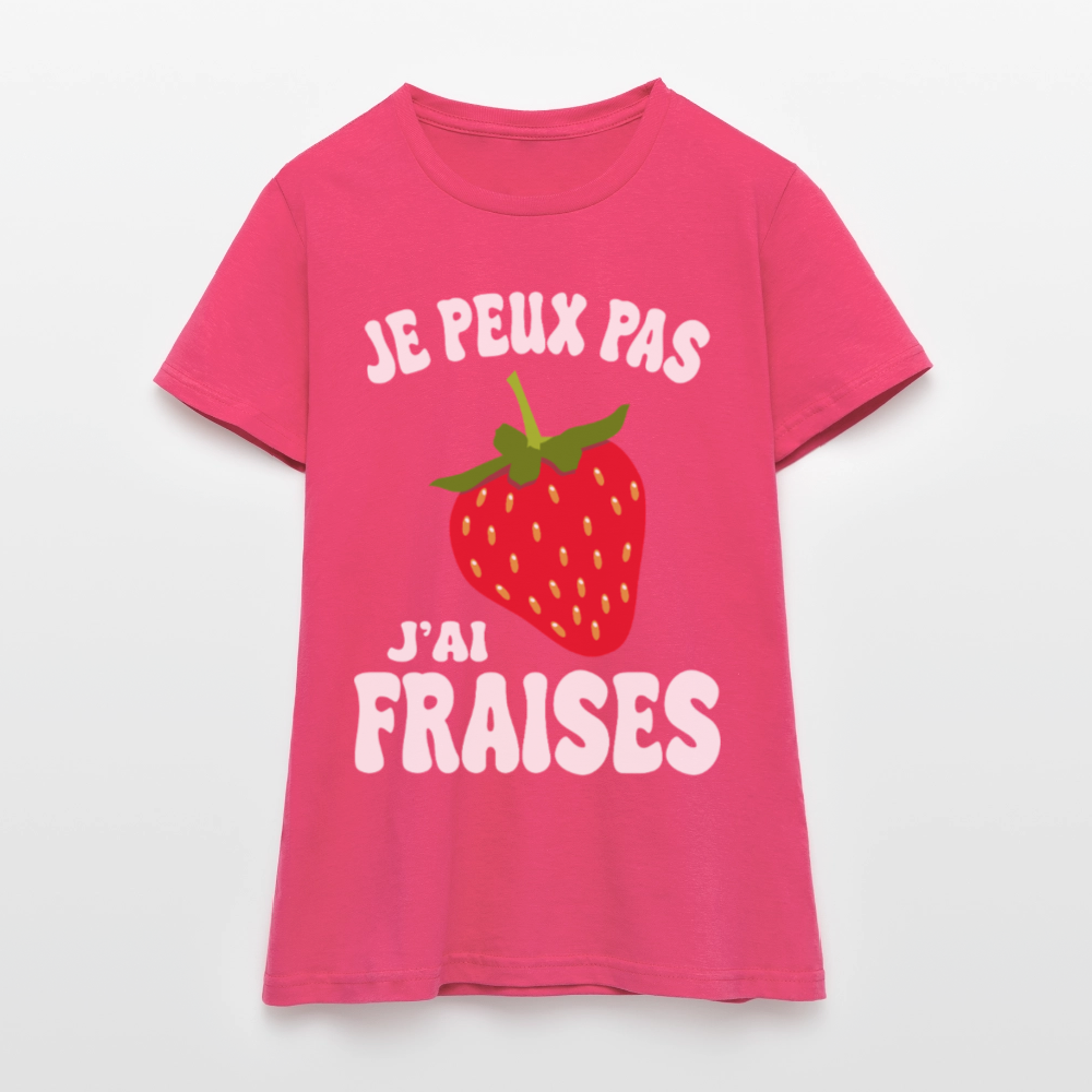 T-shirt Femme - Je peux pas j'ai fraises - rose azalée