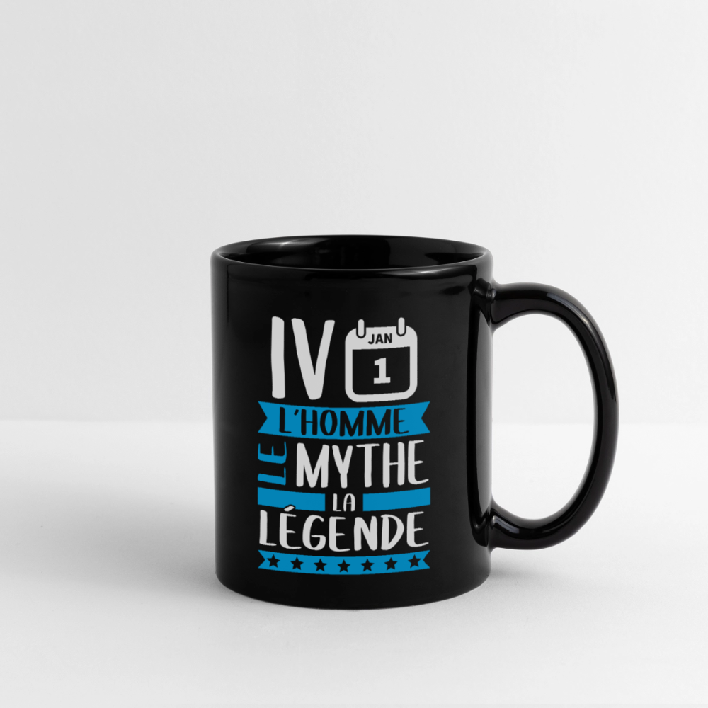 Mug uni Yvan rébus – L’homme, le mythe, la légende - noir